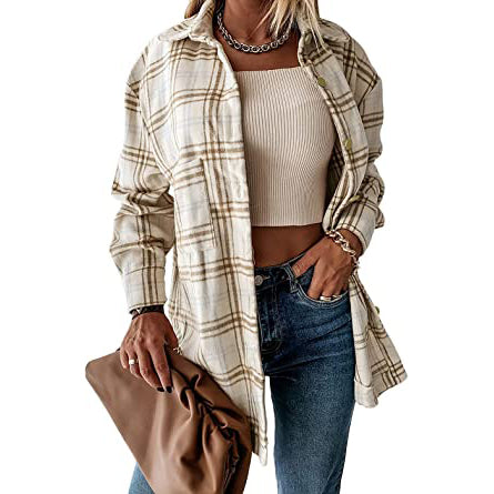 Women's Fall Clothes Plaid  Jacket Long Sleeve For Sale Wholesale Pice