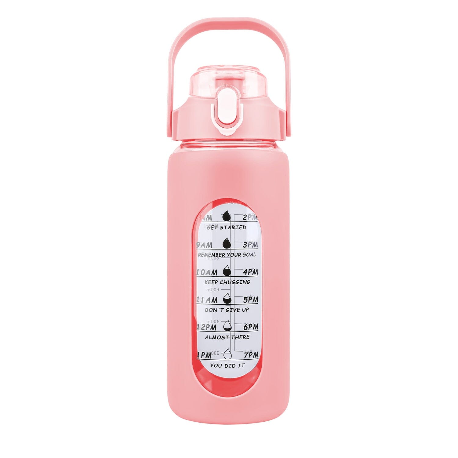 Motivational Water Bottle Intake Tracker with Straw Time Marker Silicone Sleeve Handle Outlet Sast