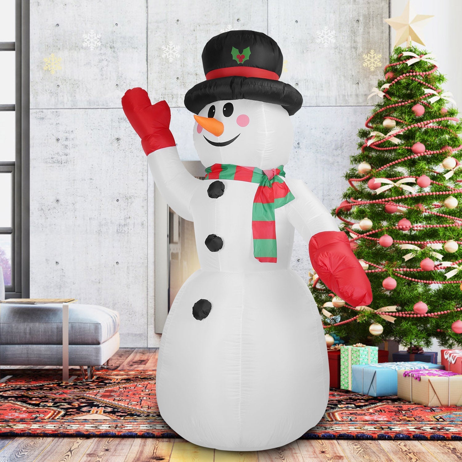 7.9ft Christmas Inflatable Giant Snowman Blow Up with LED Lights Hat Scarf Clearance Get Authentic