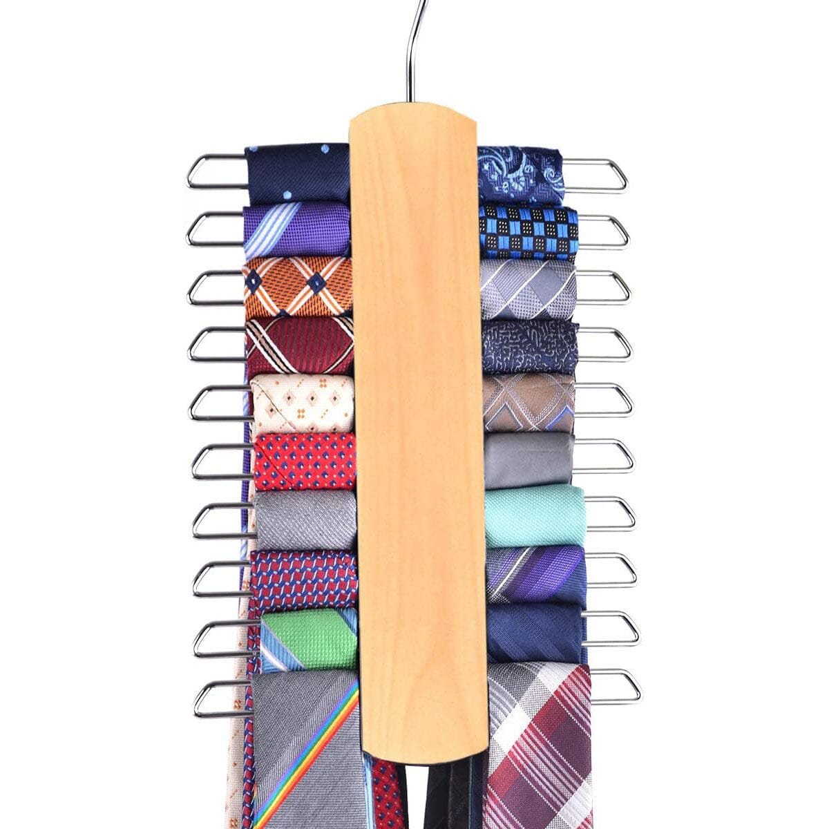 Wood Center Organizer and Storage Rack with a Non-Slip Finish - 20 Hooks Discount Online