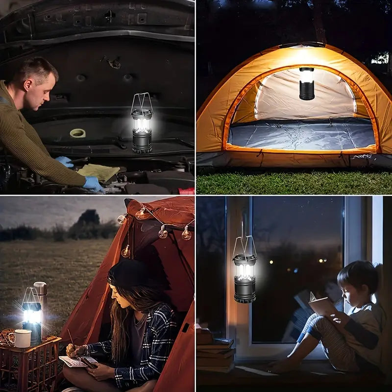 2-Pieces: Super Bright LED Camping Lantern - Portable and Collapsible Emergency Flashlight with Battery Power Buy Cheap Countdown Package