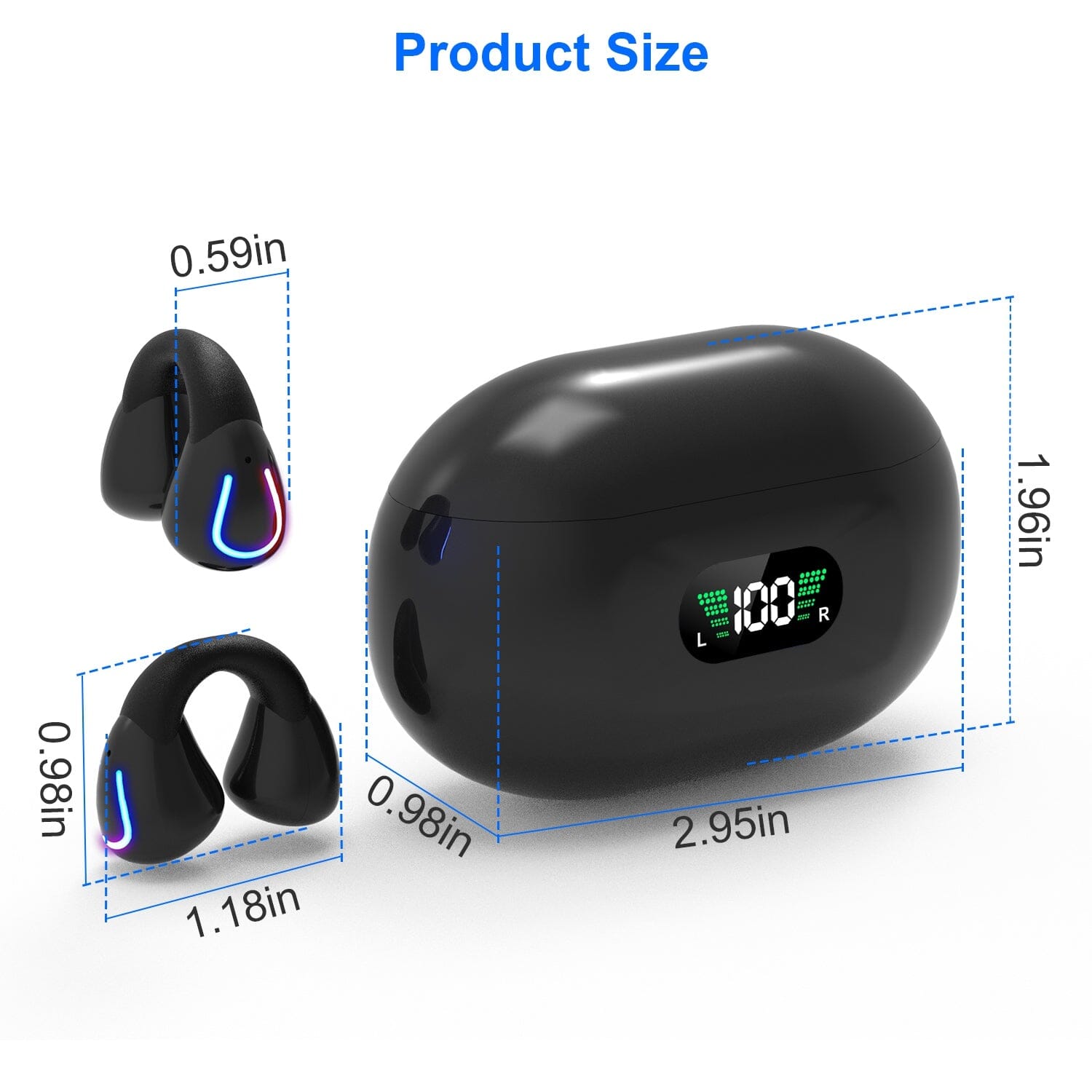 Wireless v5.3 Earbuds Clip-on Open TWS Earphones with Built-in Mic LED Charging Display Case Official Site Sale Online