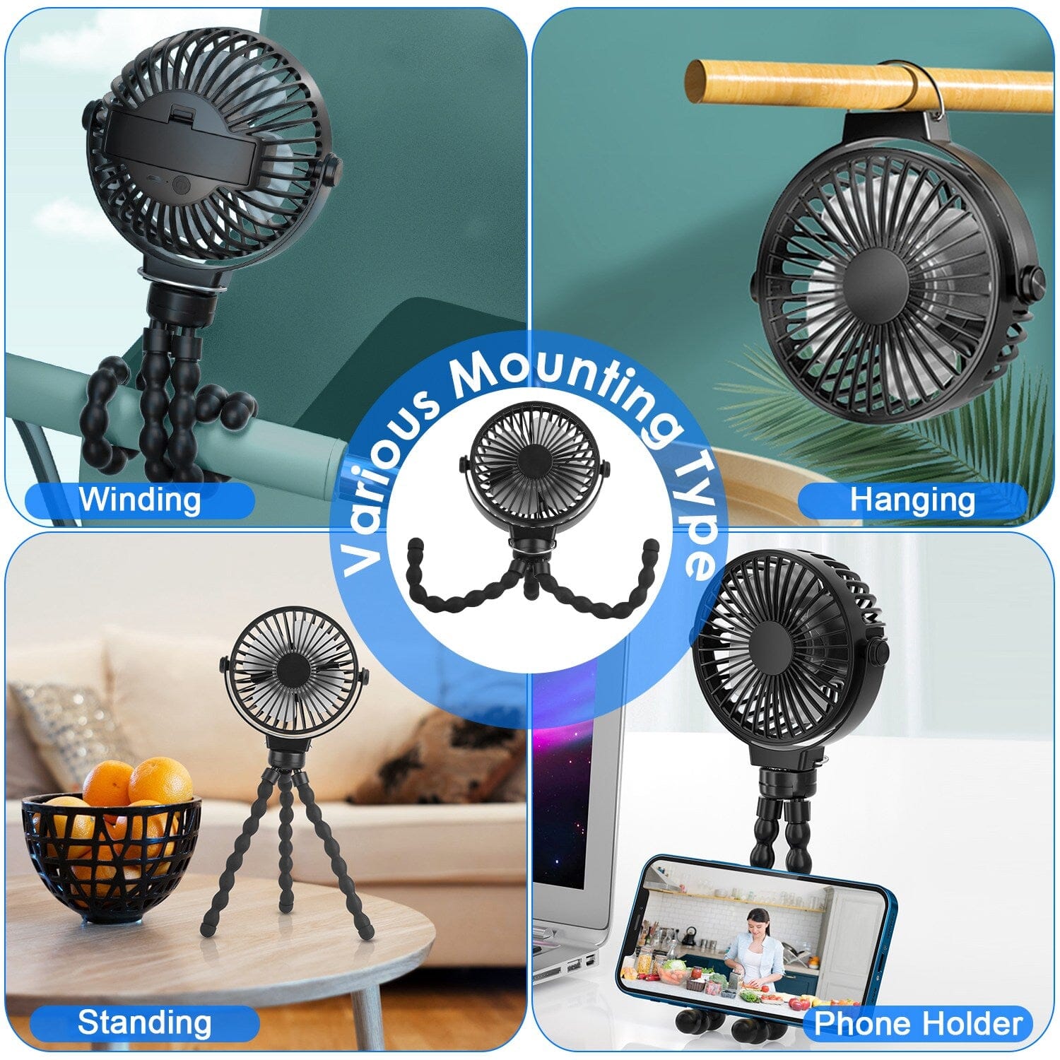 Rechargeable Handheld Fan with Flexible Tripod Buy Cheap Newest