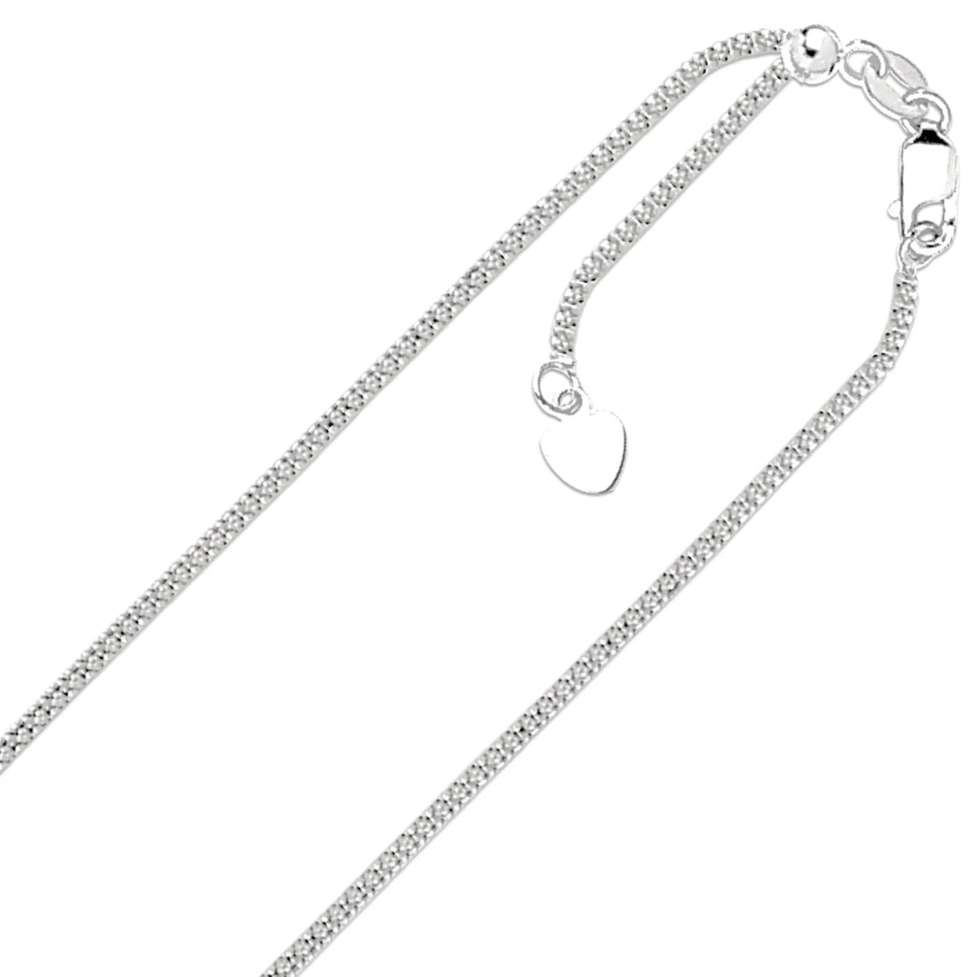 14k White Gold 1.00mm Solid Adjustable Popcorn Chain Up To 22 Cheap Best Wholesale