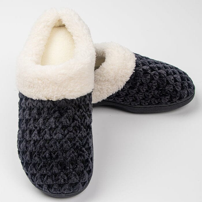 Roxoni Women's Fleece Trim Knit Sweater Furr Clog Indoor Outdoor Slipper Grey Outlet Store Online