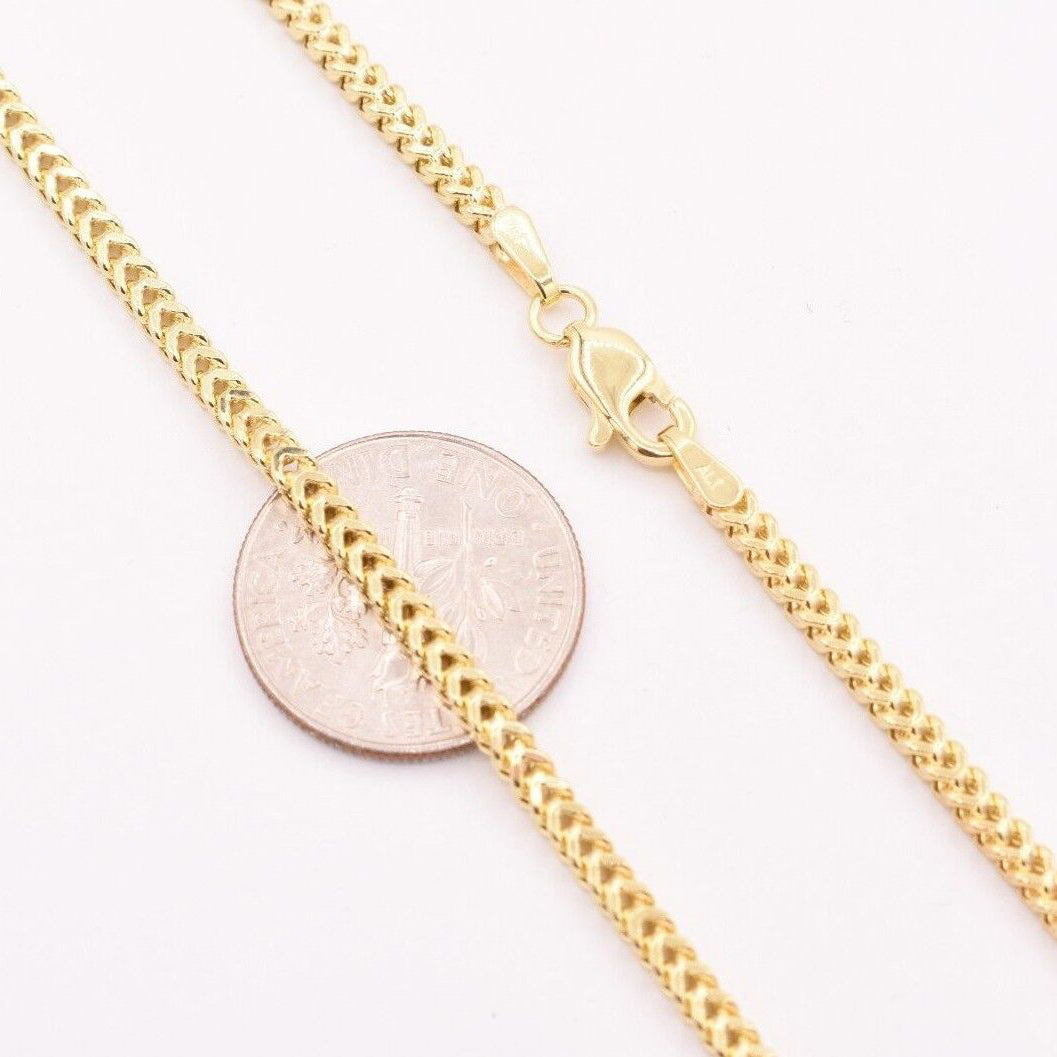 10K Yellow Gold 2MM Wheat Franco Box Chain Pendant Necklace Free Shipping Shop For