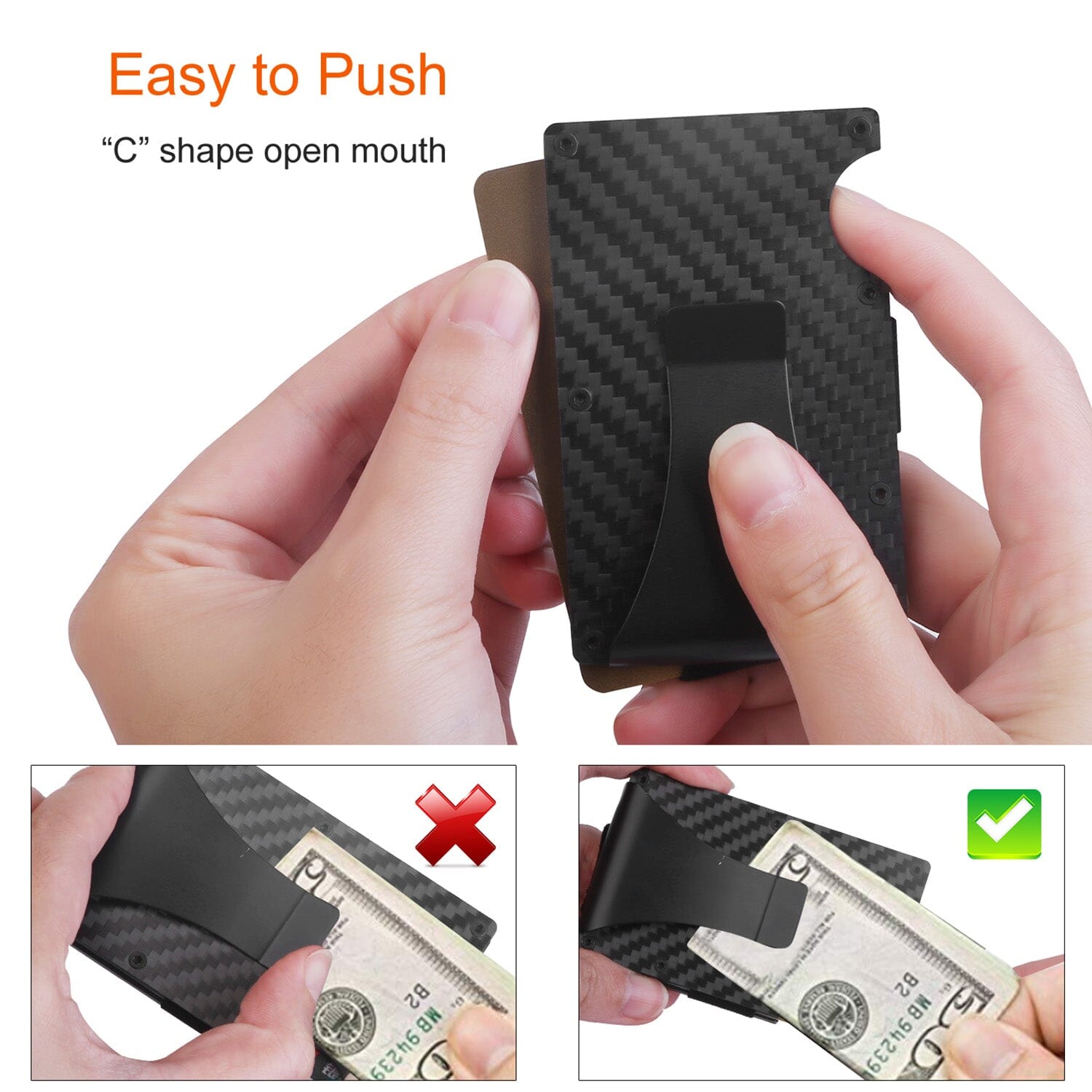 Credit Card Holder with Cash Clip Carbon Fiber RFID Blocking Scan for Men 2025 Cheap Online