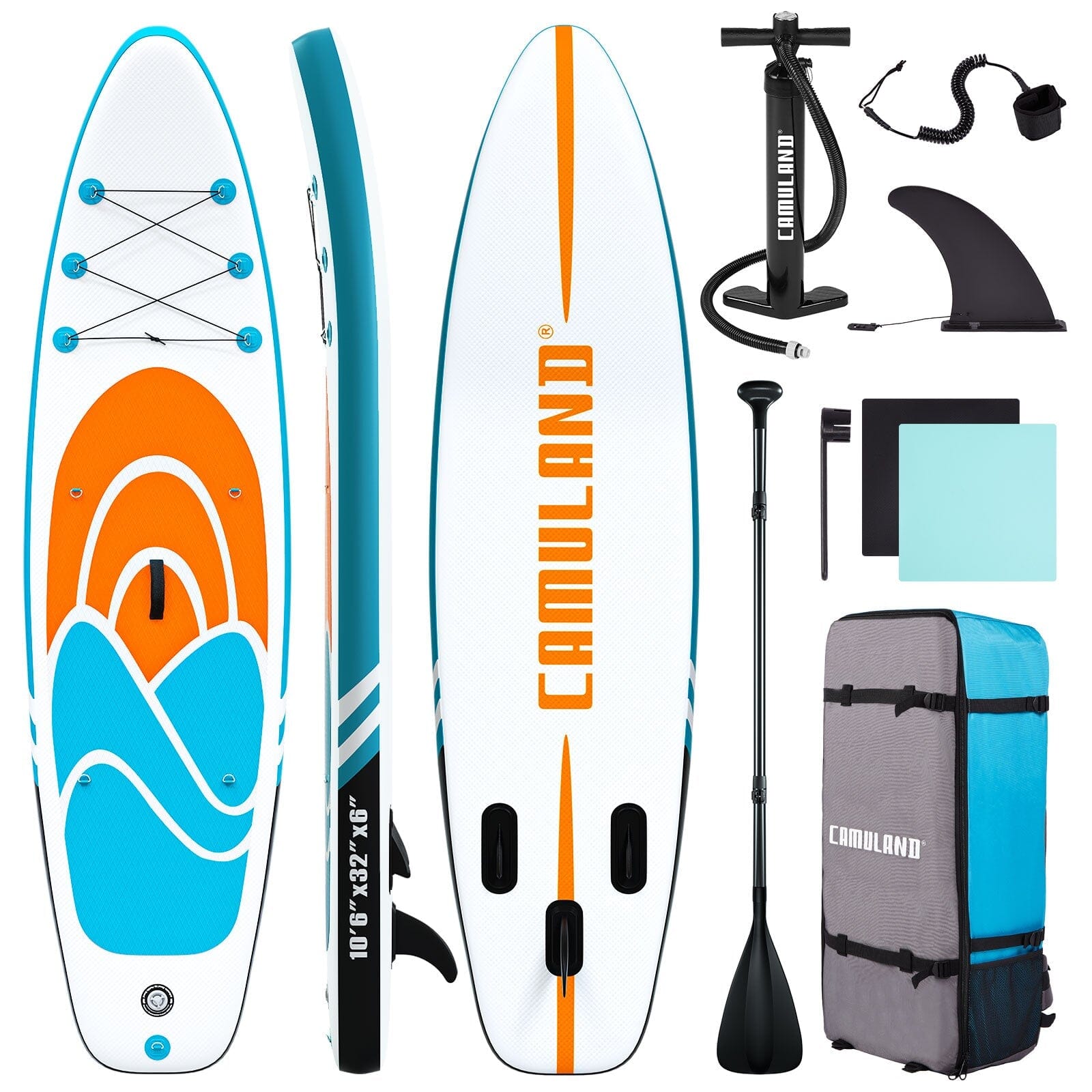 Inflatable Paddle Board Stand up Adults with Adjustable Paddle and Removable Fin Orange Clearance Online