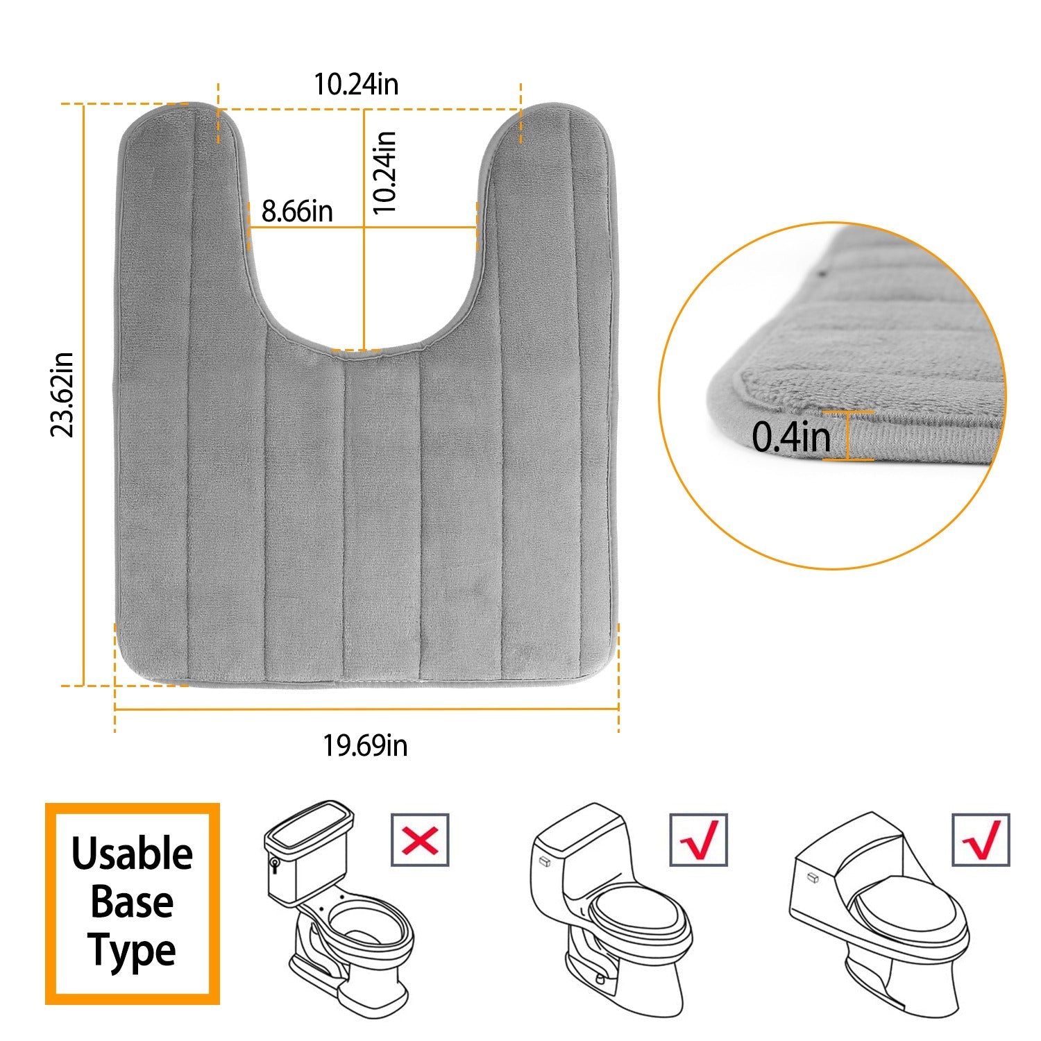 U Shaped Non-slip Toilet Mat Outlet Fashionable