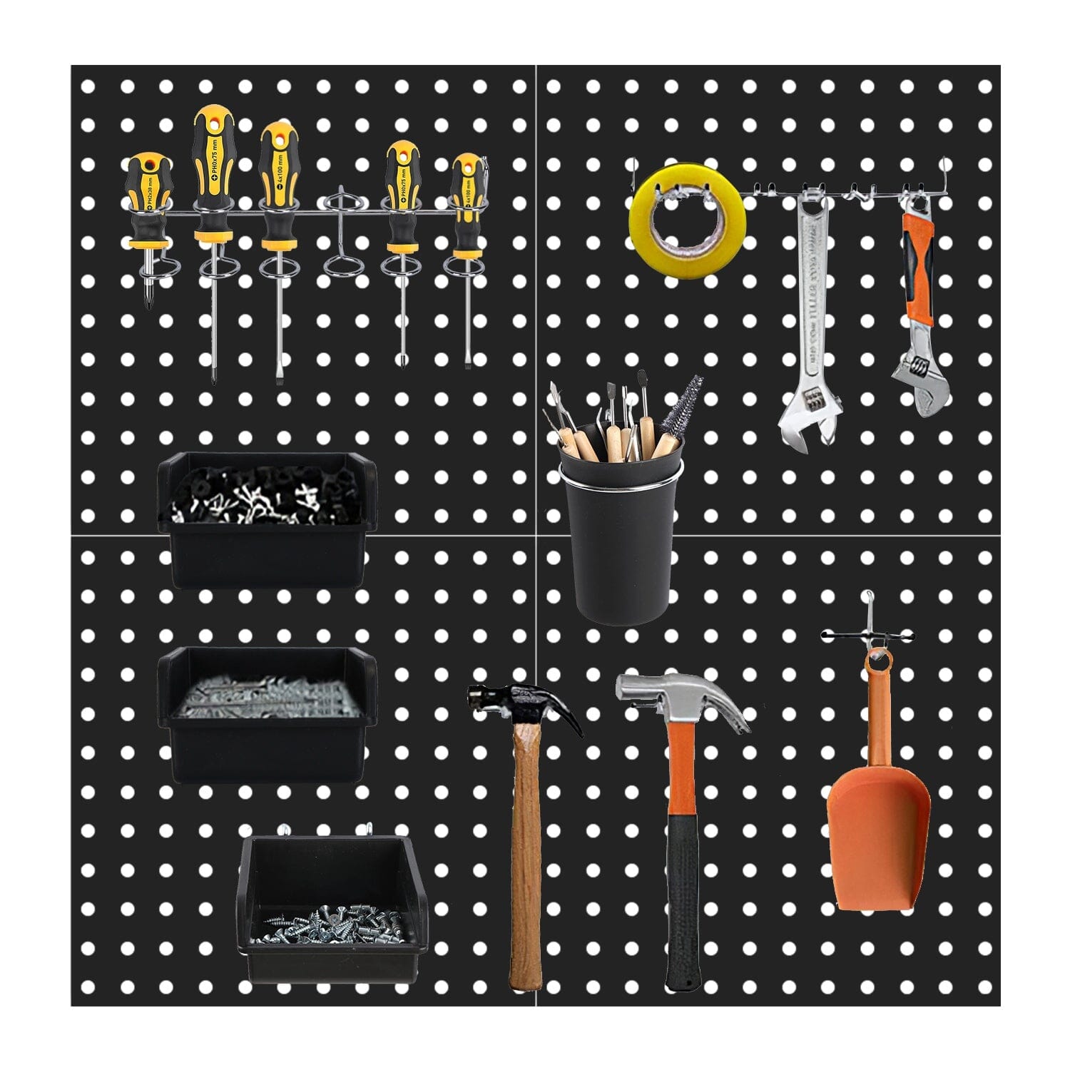 4-Pack: Metal Black Pegboard Wall Organizer with 1 Spacing 1/4 Hole Discount Eastbay