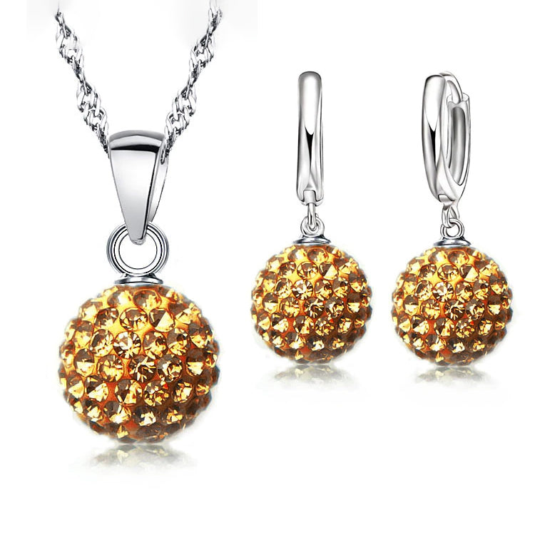 Crystalline Solid Silver Woman Jewelry Disco Ball Set Outlet Cheap Pices