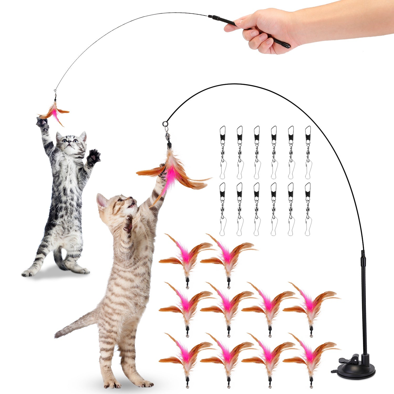 Cat Feather Wand Rod with 12 Pieces Feather Replacements for Cats Sale Amazing Pice