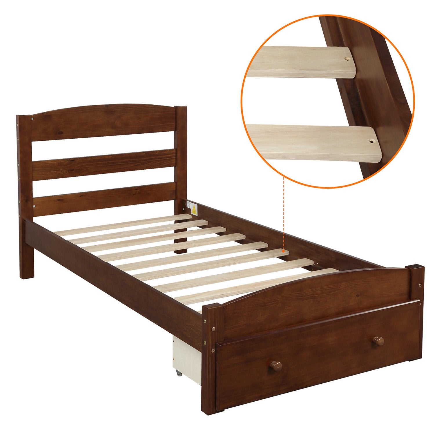 Twin Platform Bed Frame with Storage Drawer Headboard Pre Order For Sale