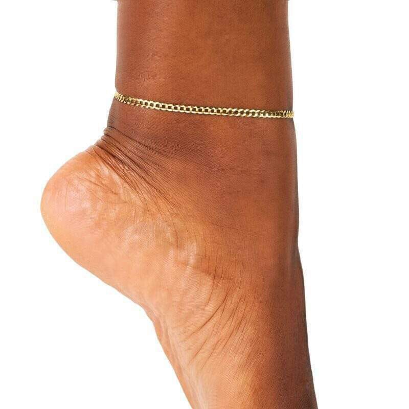 10K Yellow Gold 2.5MM 10 Women Cuban Curb Chain Bracelet Anklet Pick A Best For Sale