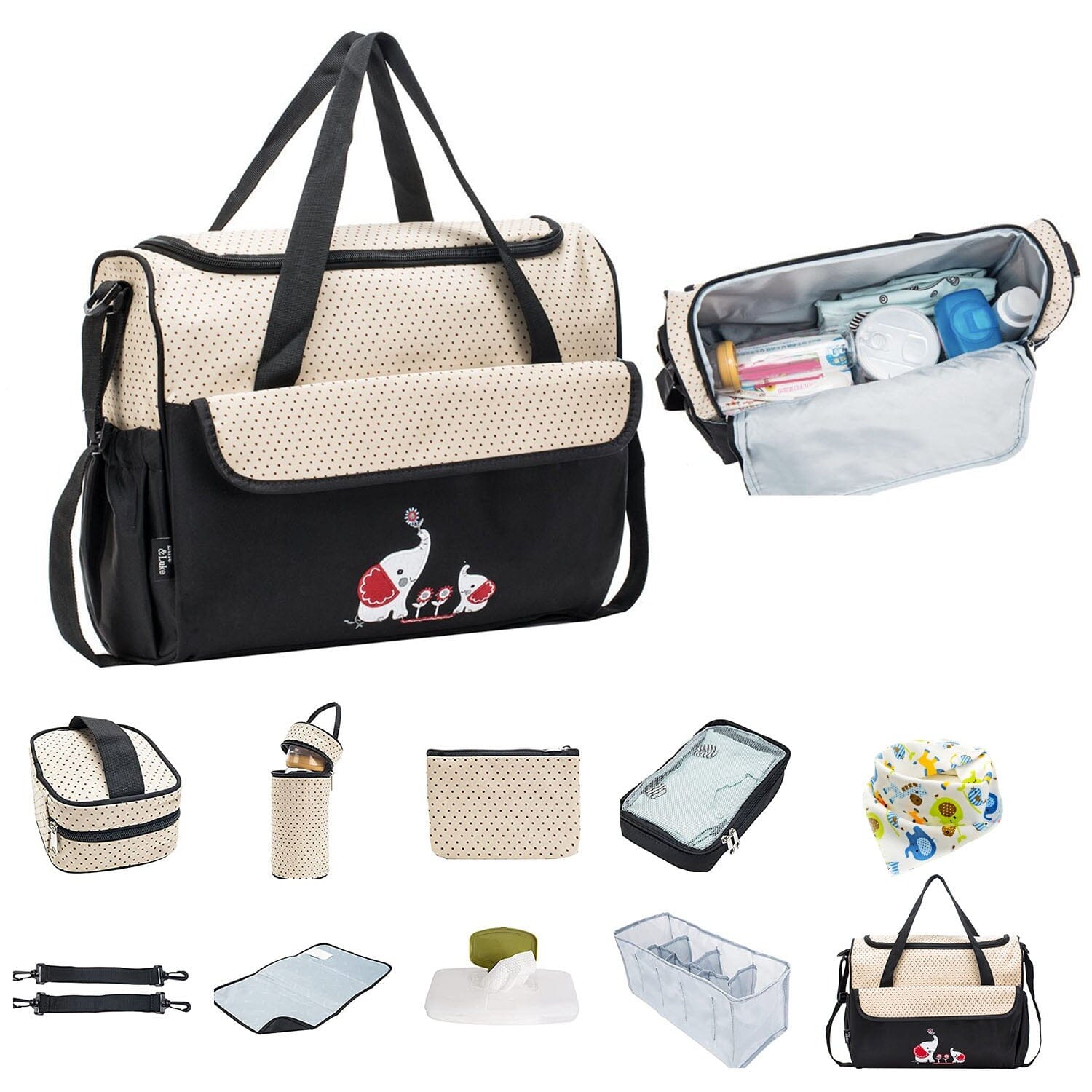 11-Piece Set: Multifunctional Diaper Handbags with Food Bag Low Cost