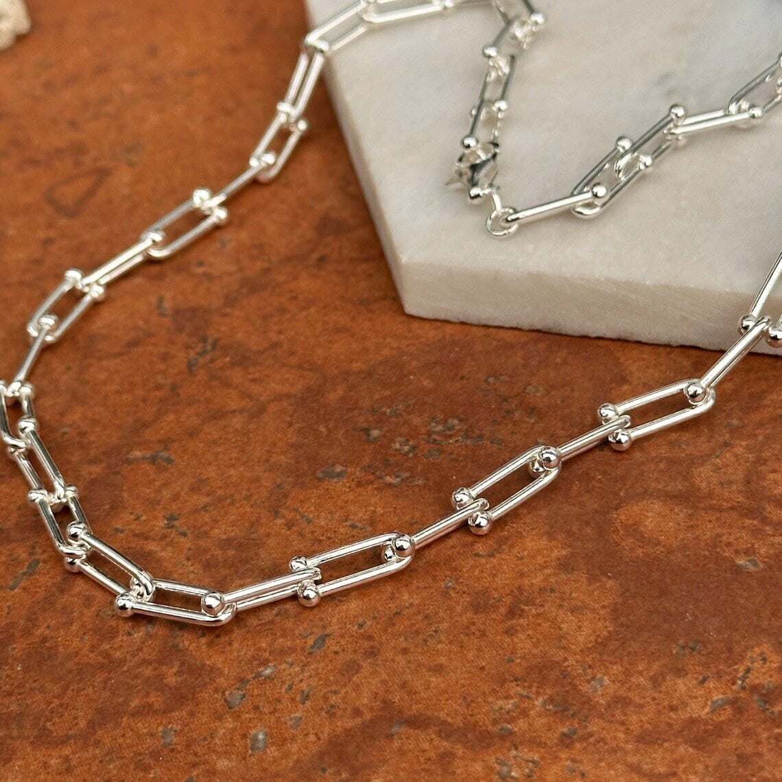 925 Real Solid Silver Solid U Link Hardware Chain Necklace Anti-Tarnish Choice Cheap Pice