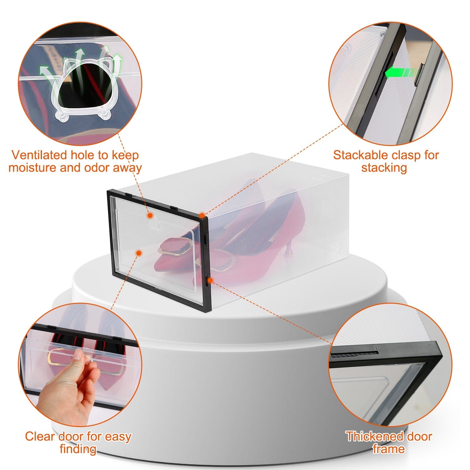 Stackable Shoe Storage Bin Transparent Dustproof Cheap Pice