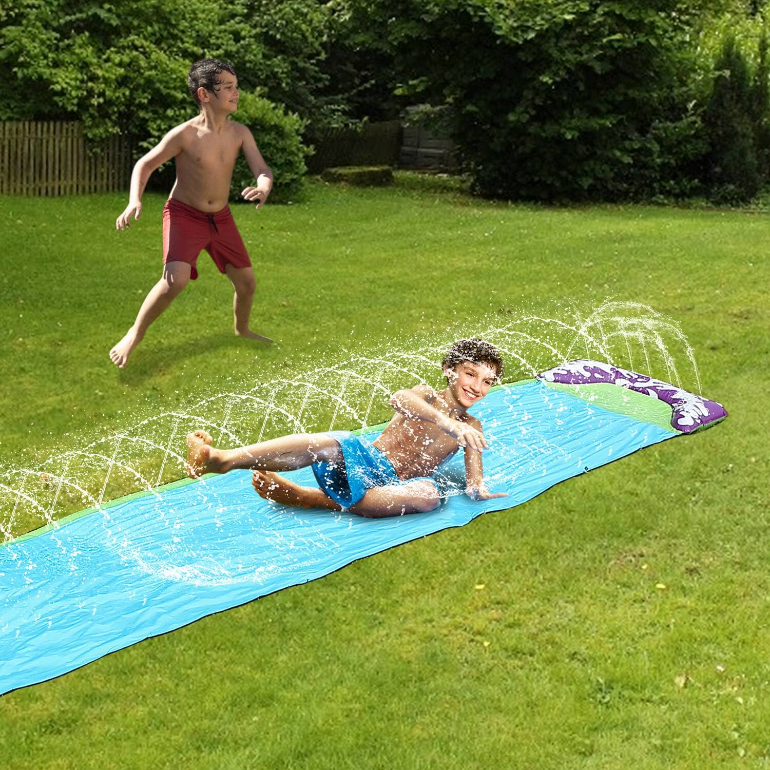 Kids Single Water Slide Lawn Surfing Racing Lane Slip Splash Spray Sprinkler Sale Comfortable