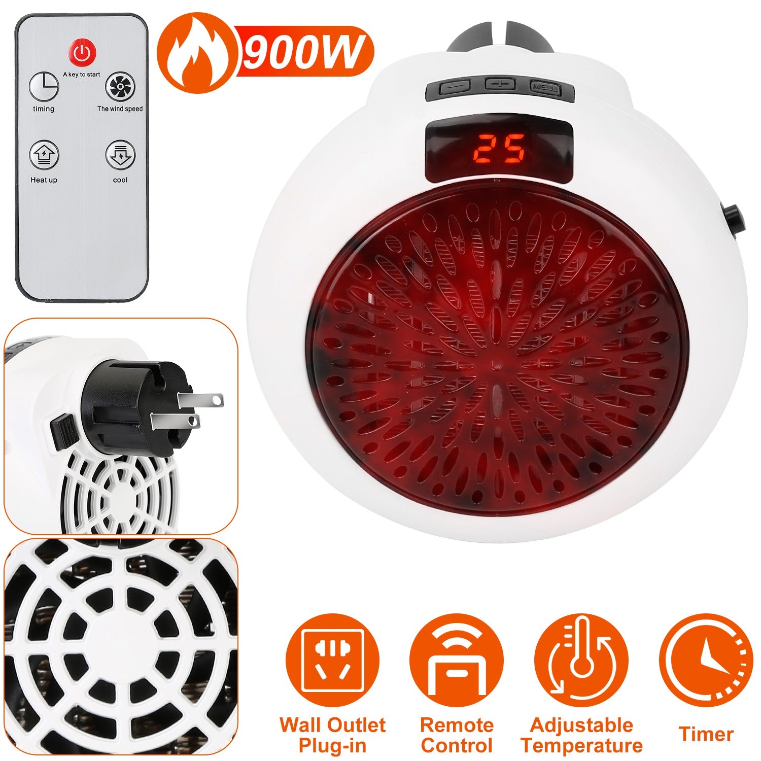 900W Portable Heater Fan with Remote Control Discounts Cheap Pice