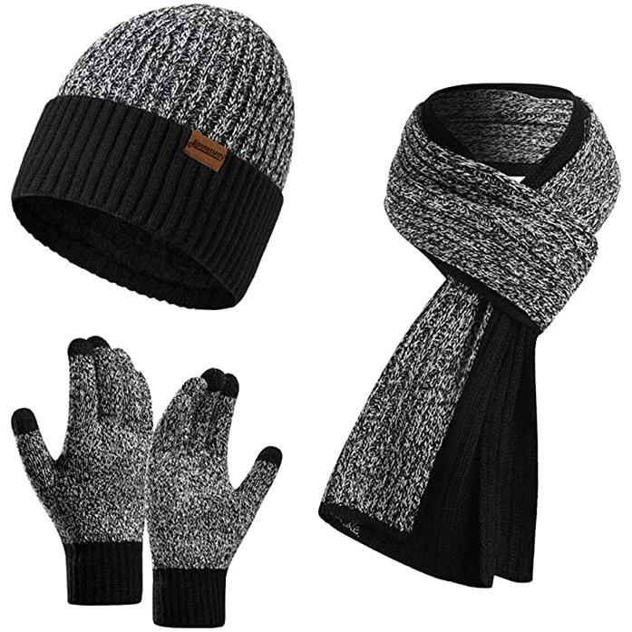 Men's Scarf and Beanie Hat Themal Gloves Set Sale Great Deals