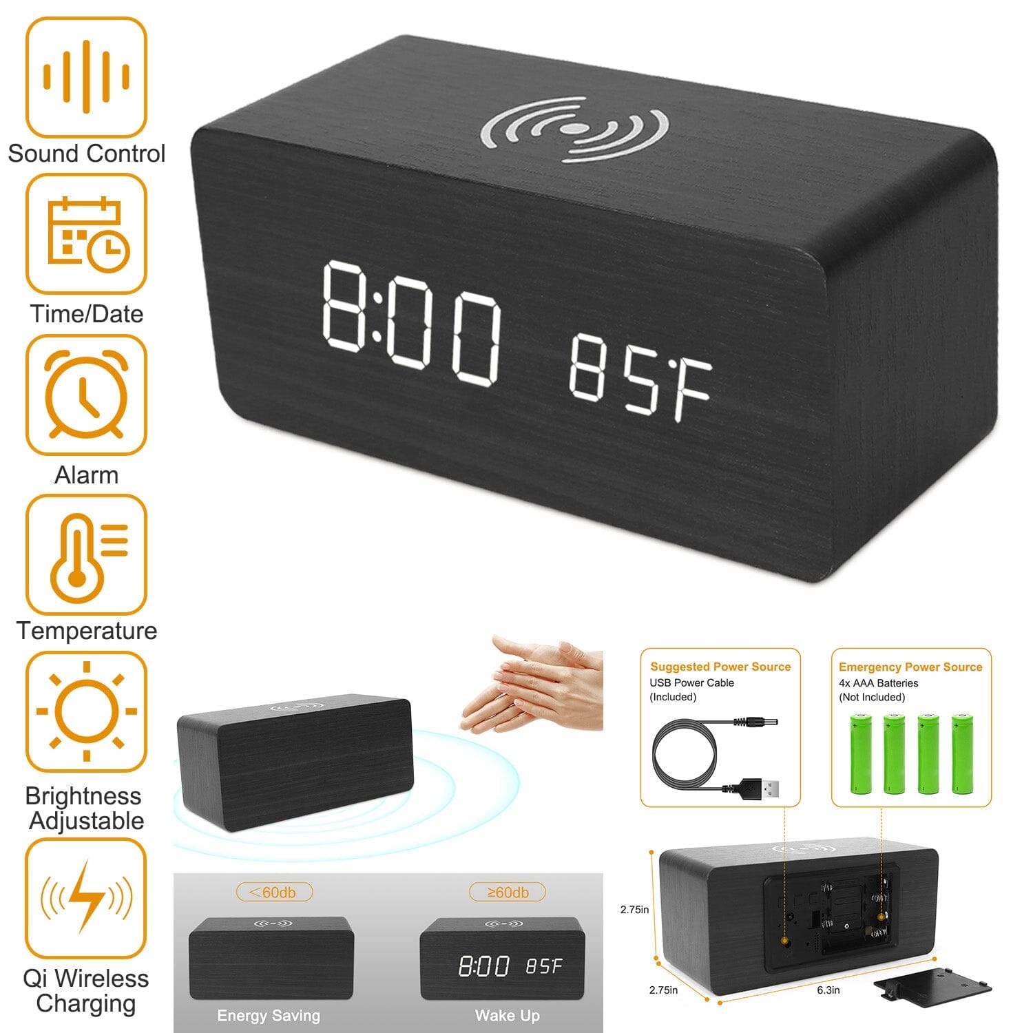 Qi Wireless Charger Digital Alarm Clock Sale Wholesale Pice