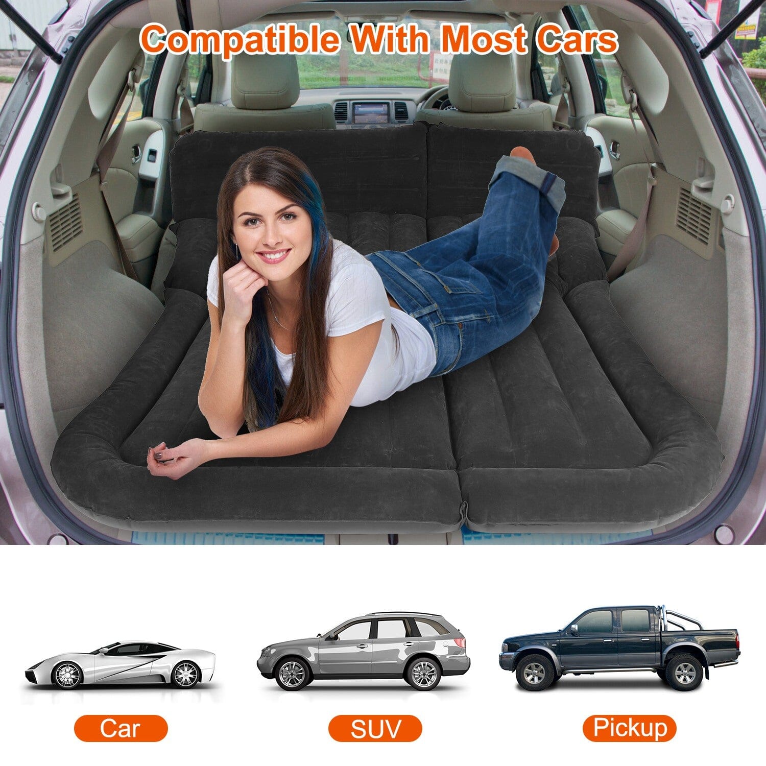 Inflatable SUV Air Mattress Thickened Camping Bed Cushion with Pillow Discount Best Sale