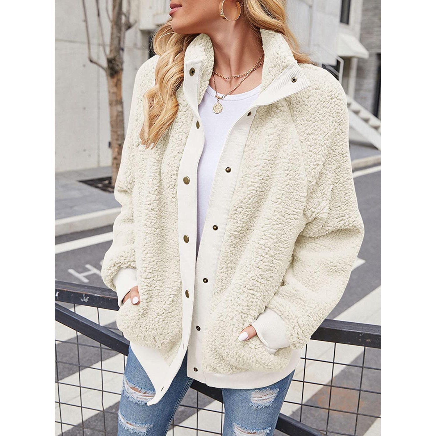 Womens Winter Sherpa Fleece Button Jacket Coat Cheap Sale Get Authentic