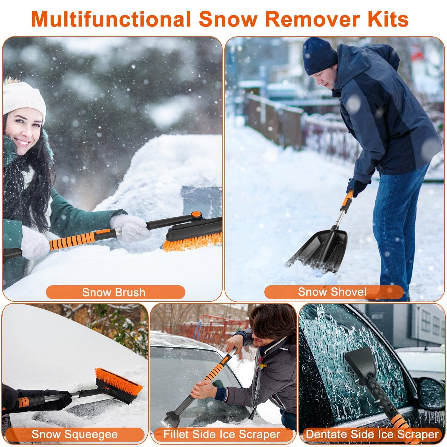 5-in-1 Detachable 180° Adjustable Ice Scraper Snow Shovel Clearance Discounts