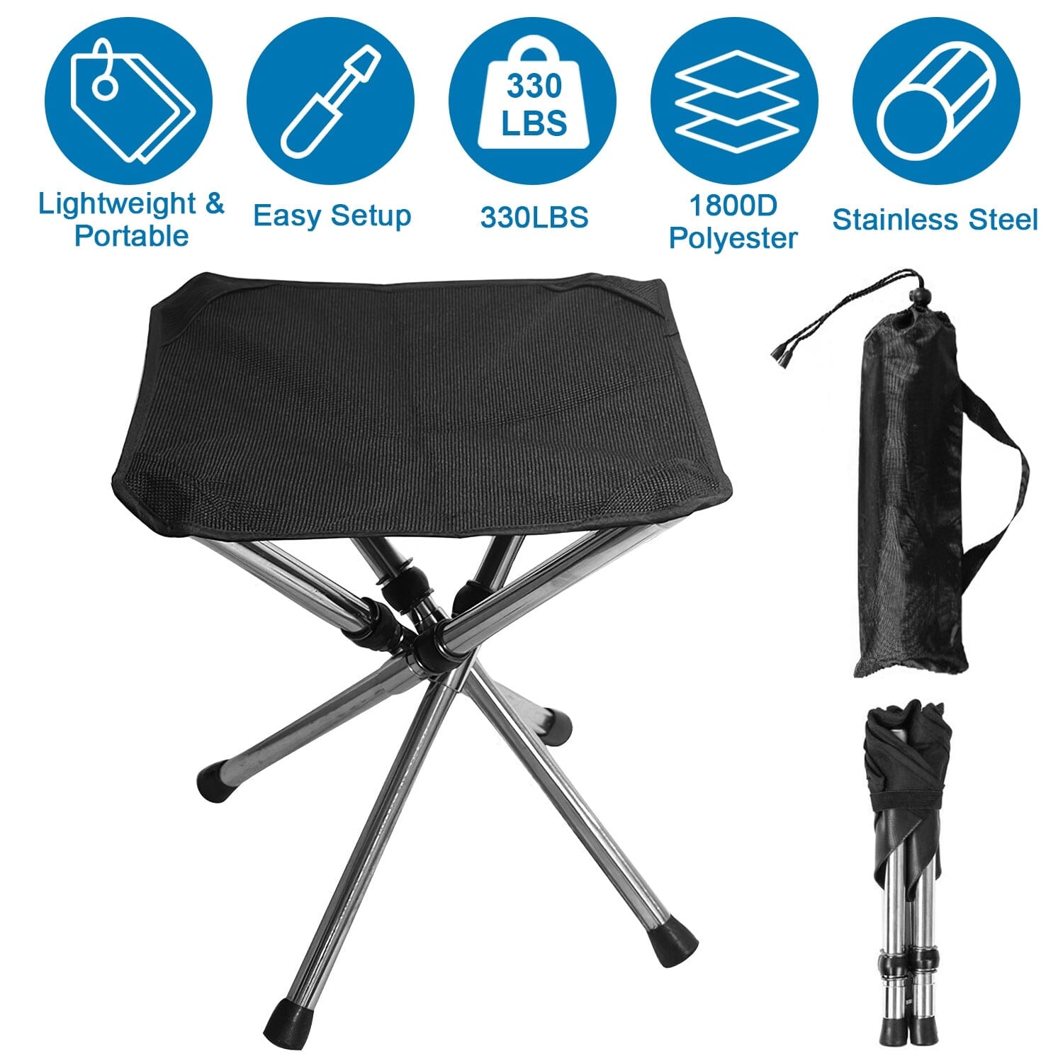 Retractable Portable Folding Chair Easy Set Up Backpacking Stool Sale Original