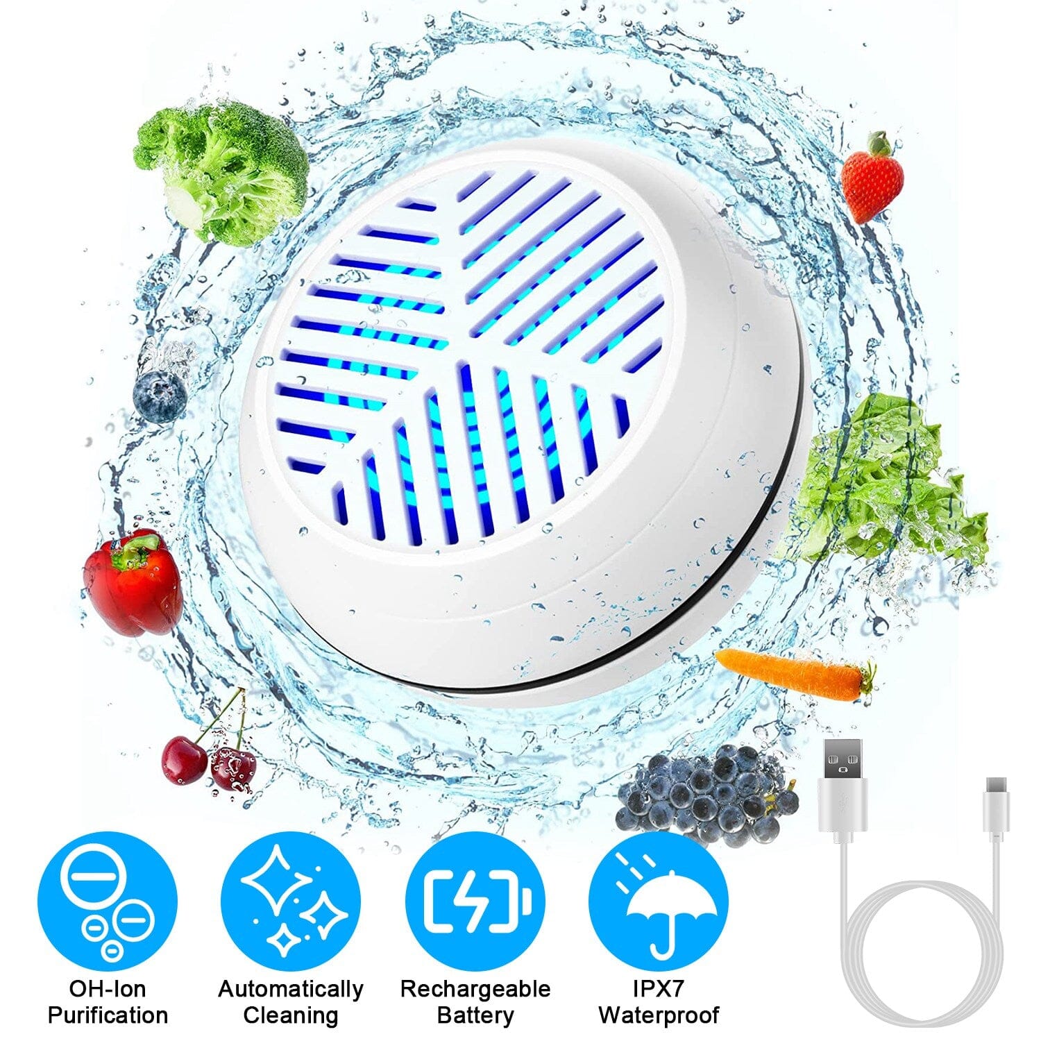 Portable Fruit Vegetable Washing Machine IPX7 Waterproof Rechargeable Fruit Cleaner Discount Latest