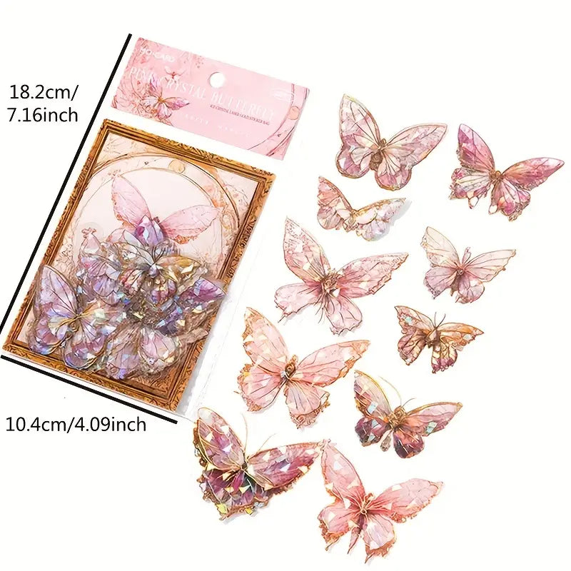 20-Pieces: Ice Crystal Laser Butterfly Decorative PET Stickers Outlet Nicekicks