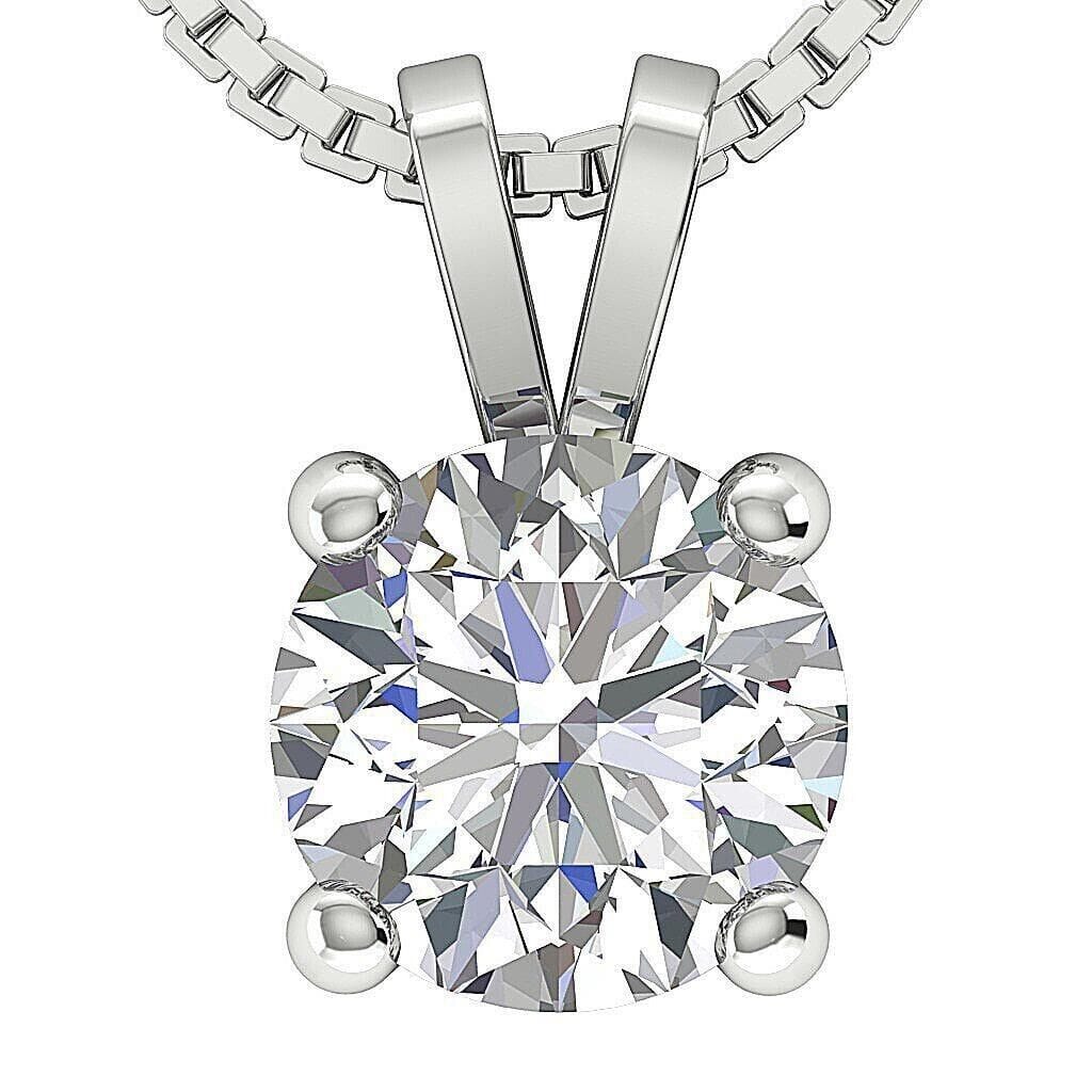 Solitaire Pendant I2 H 1.03 Ct Round Cut Diamond Four Prong Set 14K White Gold Discount For Cheap