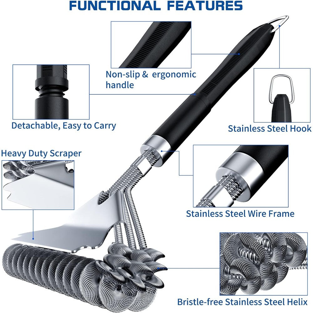 17 Stainless Steel Grill Brush And Scraper Bristle Free Discount Eastbay