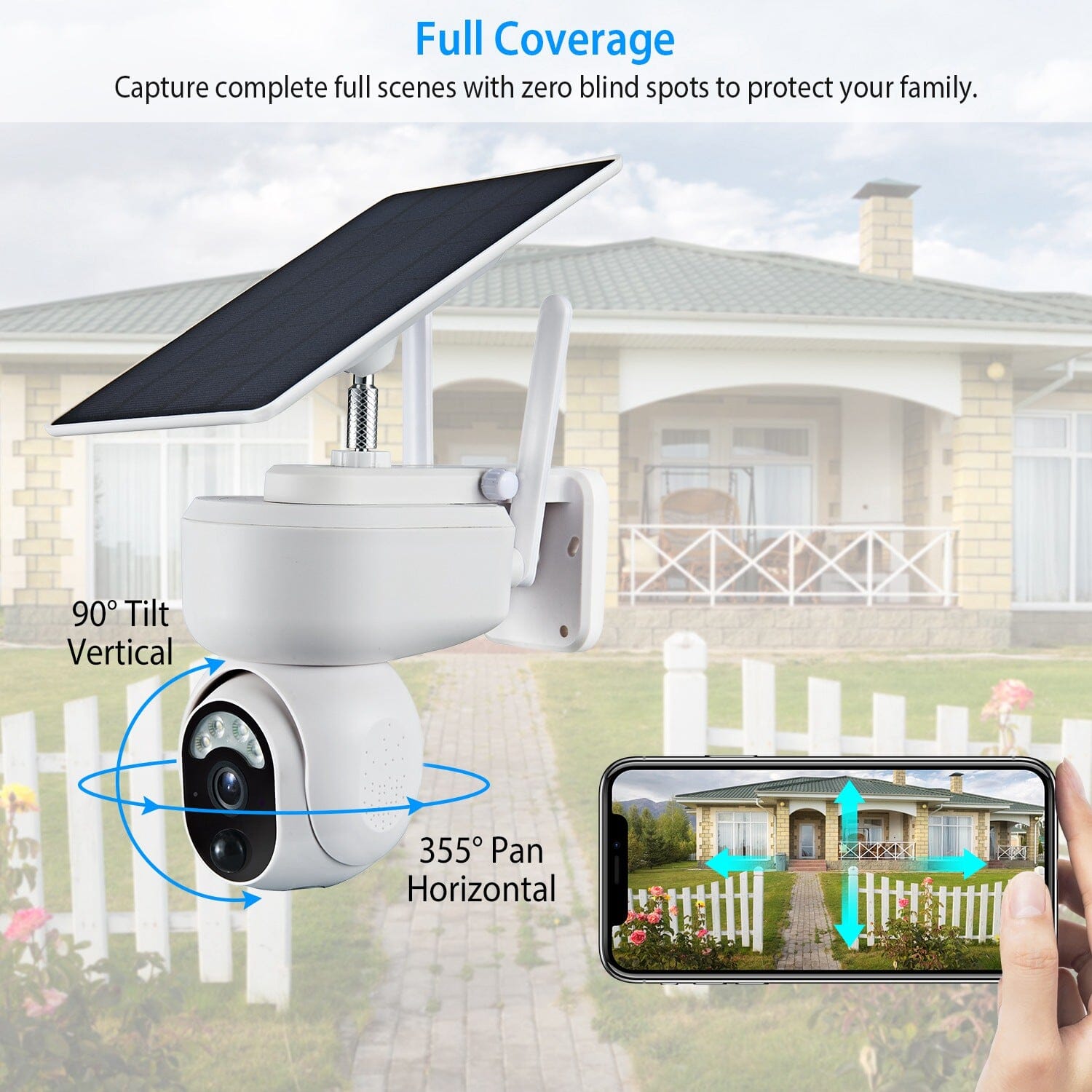 2.4G Wifi Solar Wireless 1080P Surveillance Camera with Flood Light Night Vision Sale Reliable