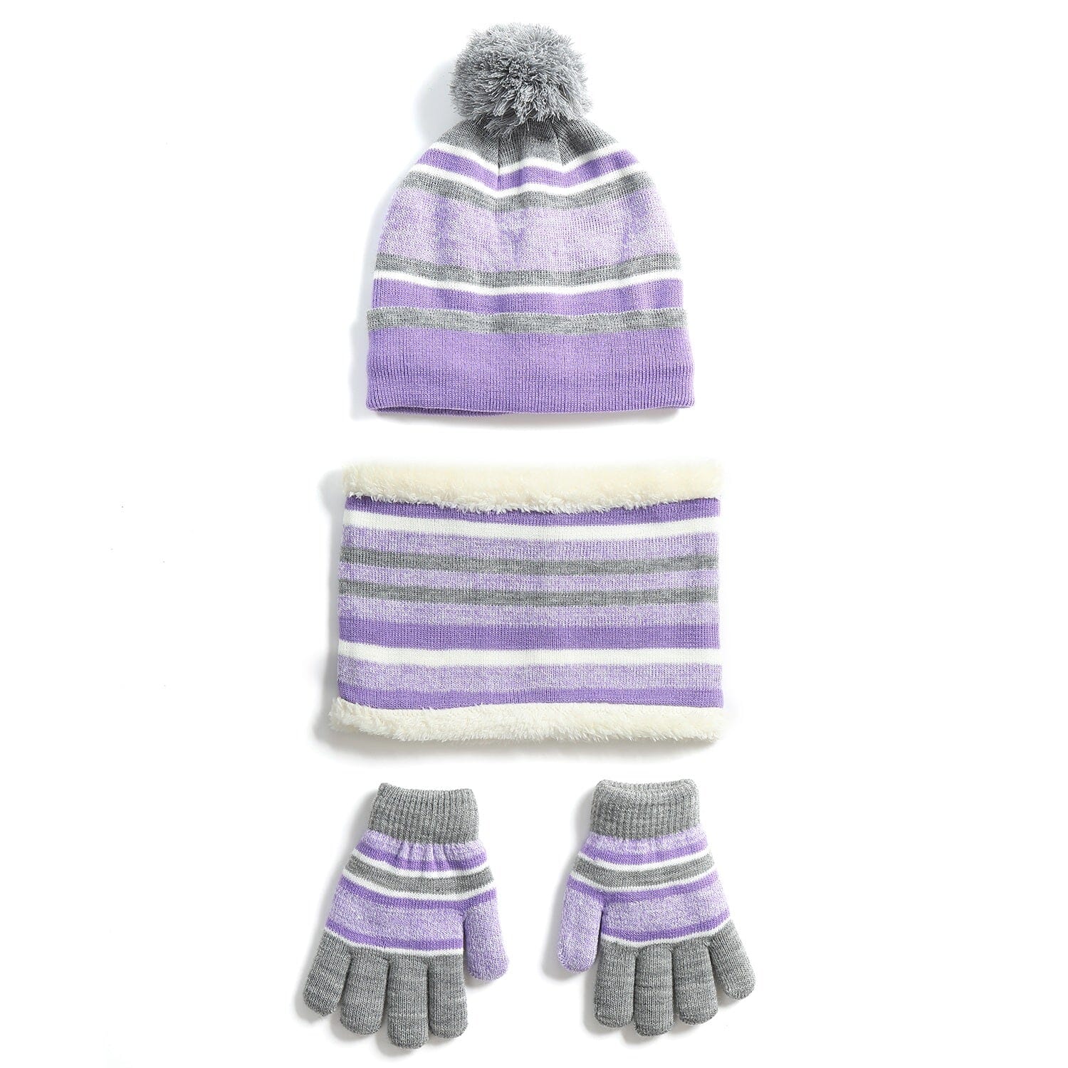 3-Piece Set: Winter Kids Knitted Warm Beanie Hat and Glove for 4-7 Years Old Really For Sale