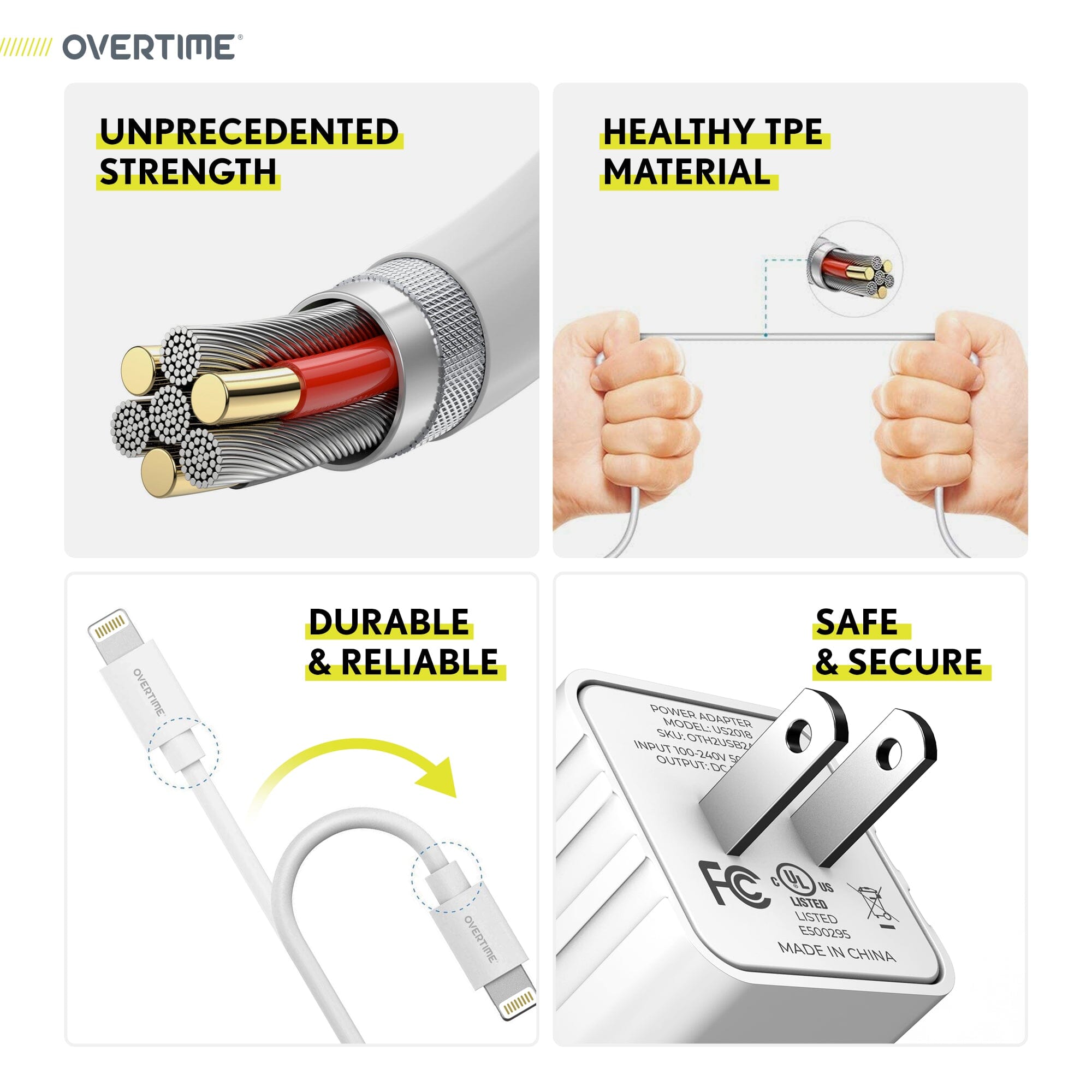 Overtime Home and Car Complete Charging Kit: Fast Wall & Car Chargers + Durable Lightning Cable Outlet With Paypal Order