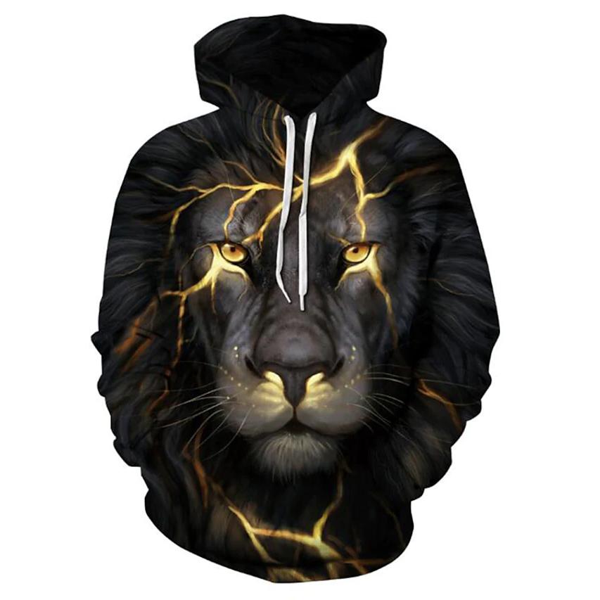 Men's Plus Size 3D Lion Animal Print Hoodie Sweatshirt Outlet Largest Supplier