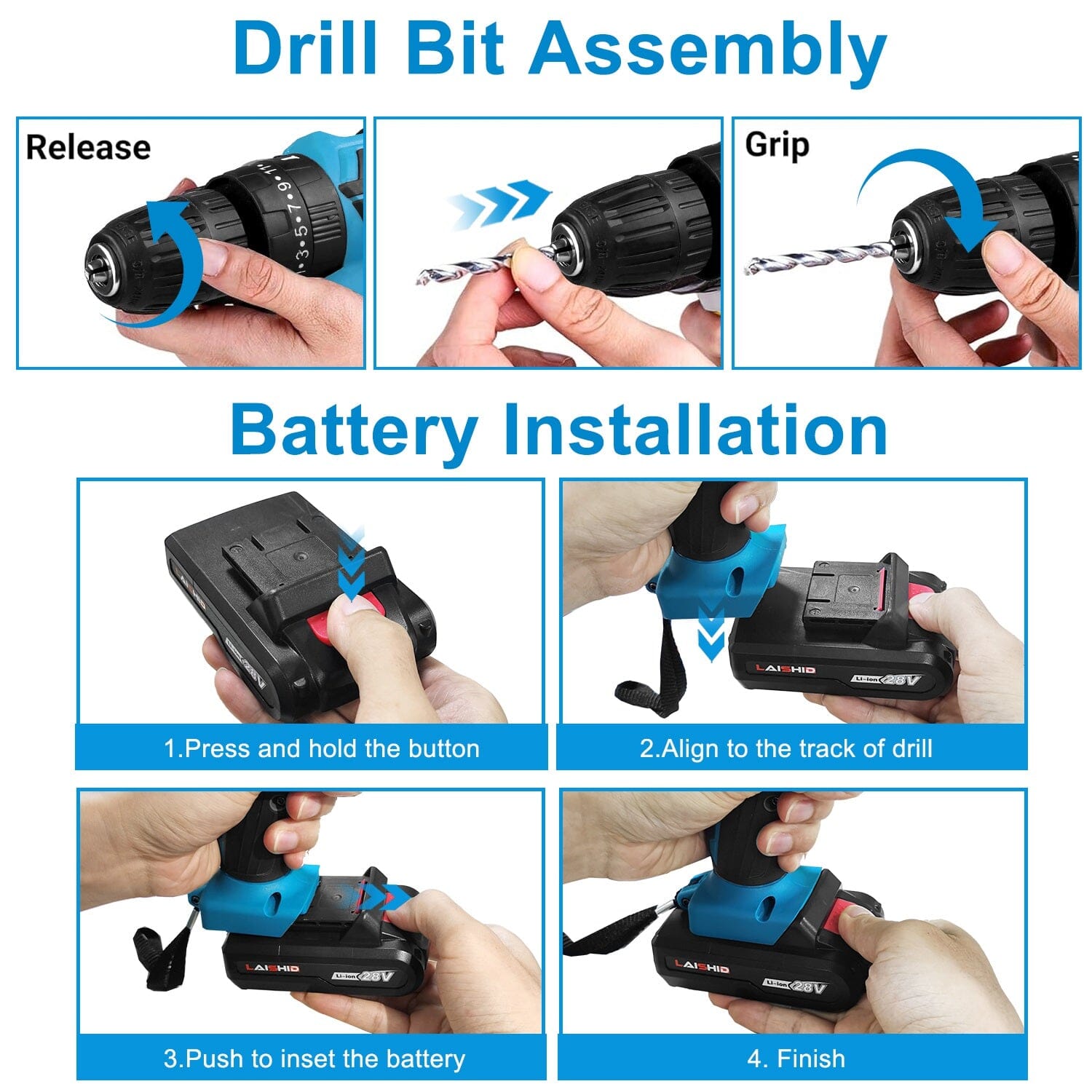 Cordless Drill Set with 2 Pieces 8V Batteries and Charger 2 Variable Speed 3/8In Keyless Chuck Quality From China Wholesale