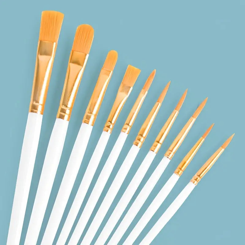 10-Pieces: Artist Paintbrush Nylon Round Pointed Flat Head Set Best Store To Get Cheap Online