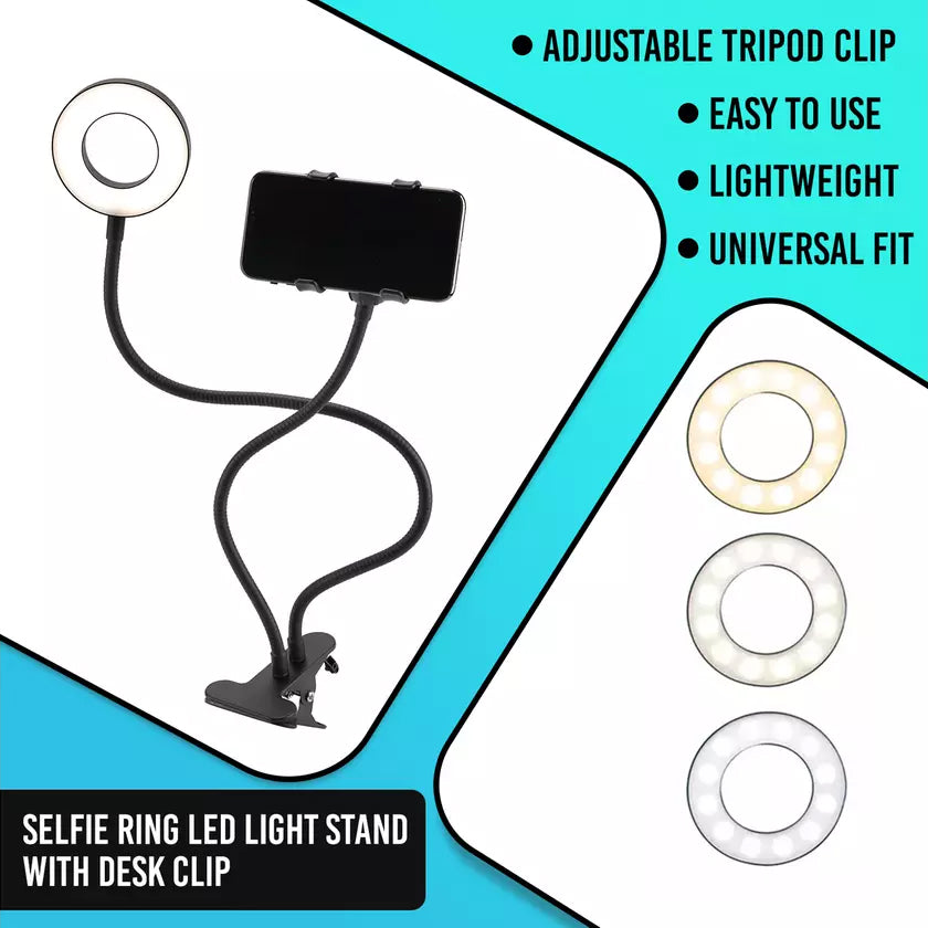 LAX Selfie Ring LED Light Stand with Desk Clip Original Cheap Online