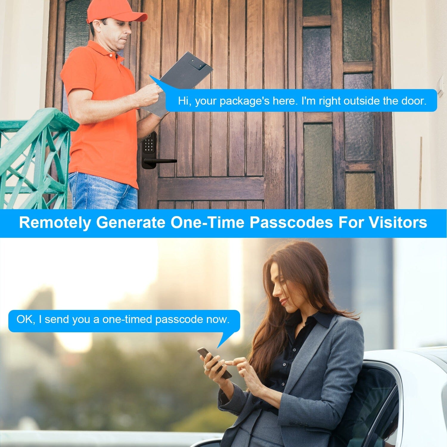 Smart Door Lock with Handle Fingerprints Passcode Keys Fobs App Control Discount Sale Online