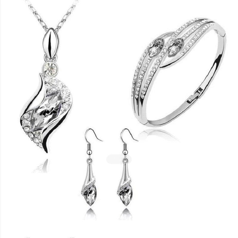 925 Sterling Silver Crystal Jewelry Set Outlet Nicekicks