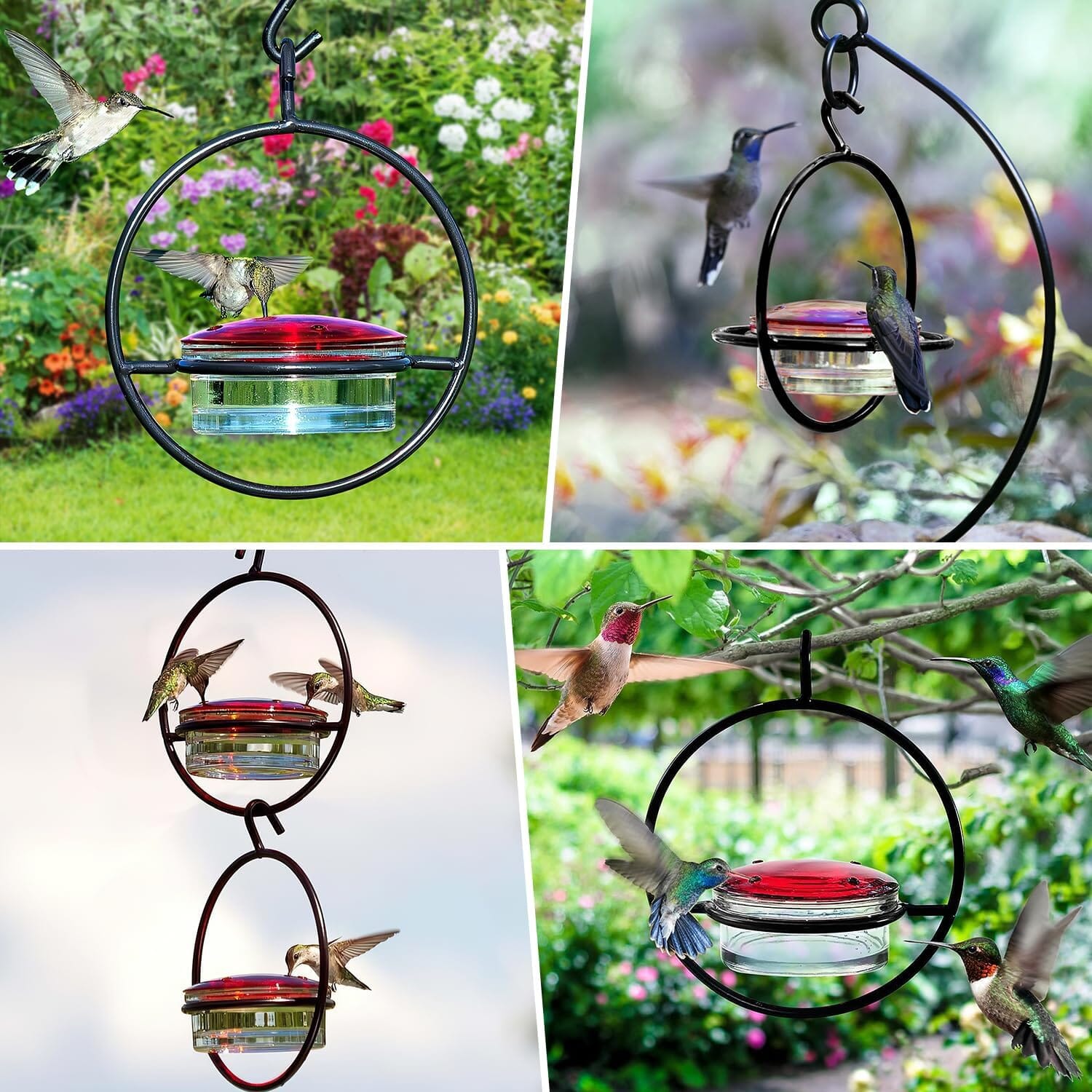 3-Pieces: Stackable Hanging Humming Bird Feeder with Metal Frame & Red Plastic Bowl Clearance Best Store To Get