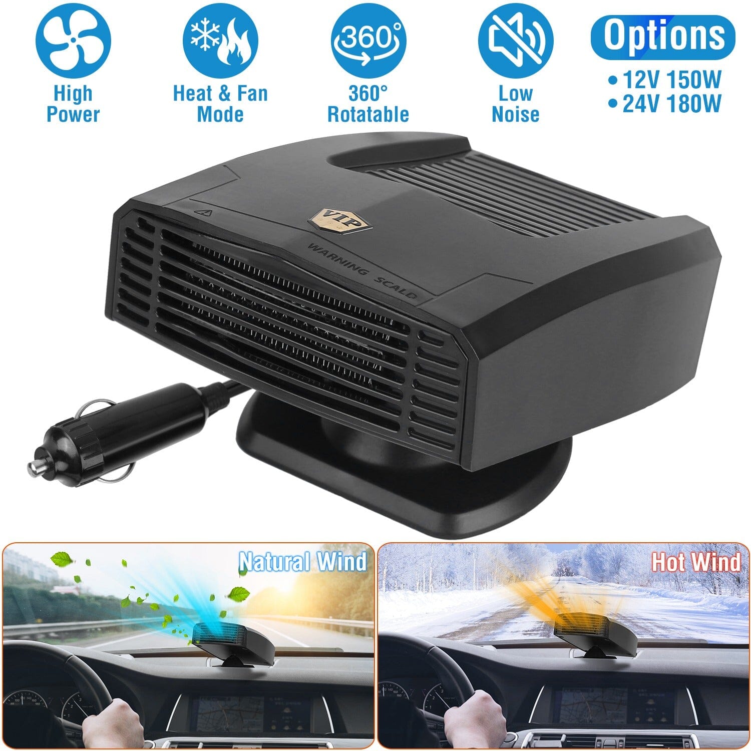 Portable Car Heater Heating Fan 2-in-1 Defroster Defogger Demister Windshield Heater Amazon Sale Online