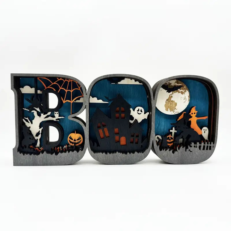 Wooden 3D Halloween Letter Shaped LED Light Classic Cheap Pice