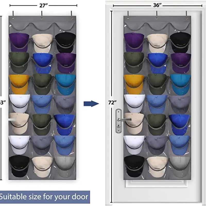 Visible Baseball Hat Rack for Wall Door with 3 Hooks 24 Deep Pockets Real Sale Online