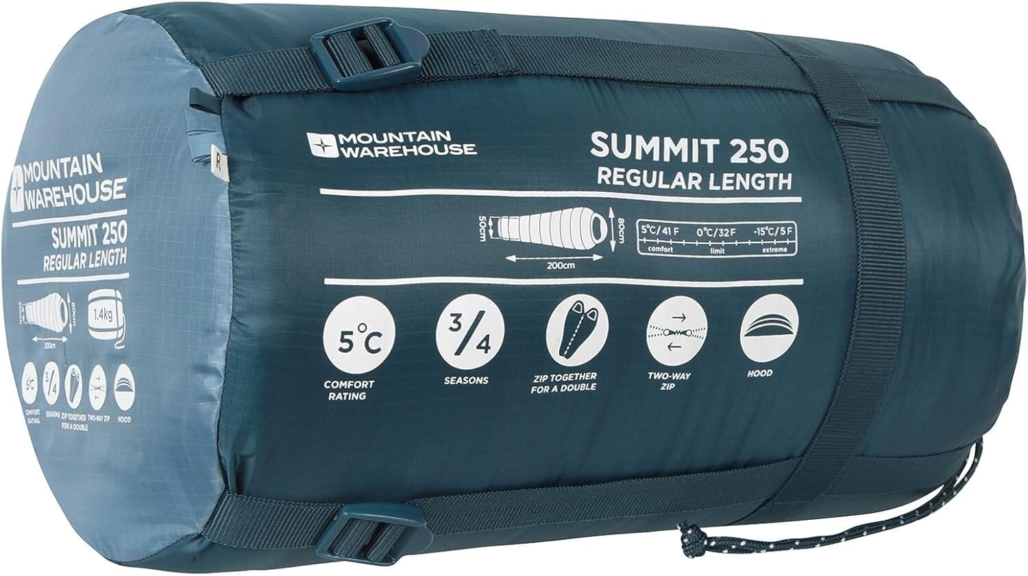 Mountain Warehouse Summit 250 Winter Sleeping Bag - Mummy Shape (Regular Length) Factory Outlet For Sale