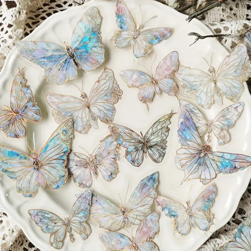 20-Pieces: Ice Crystal Laser Butterfly Decorative PET Stickers Outlet Nicekicks