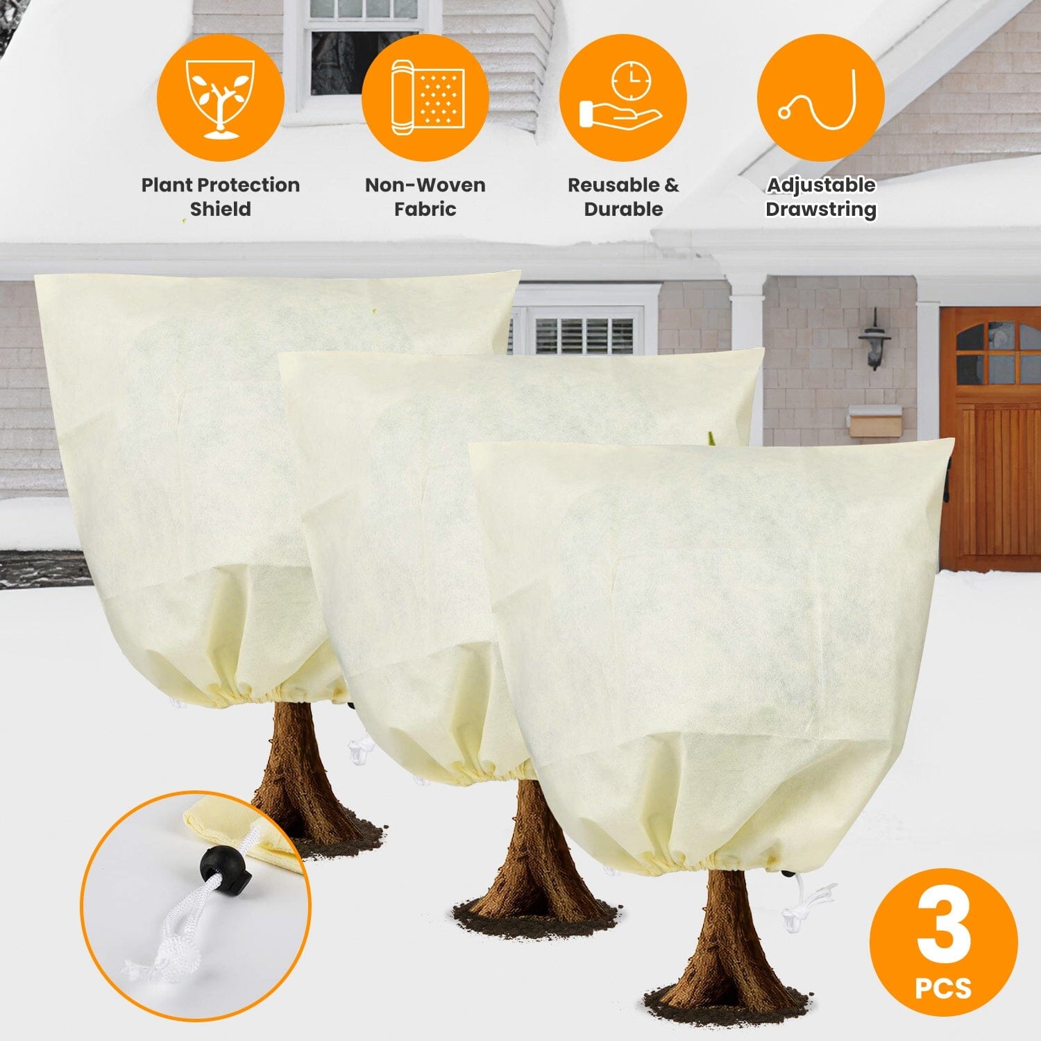 3-Pieces: Winter Plant Cover Bags with Drawstring With Credit Card Free Shipping