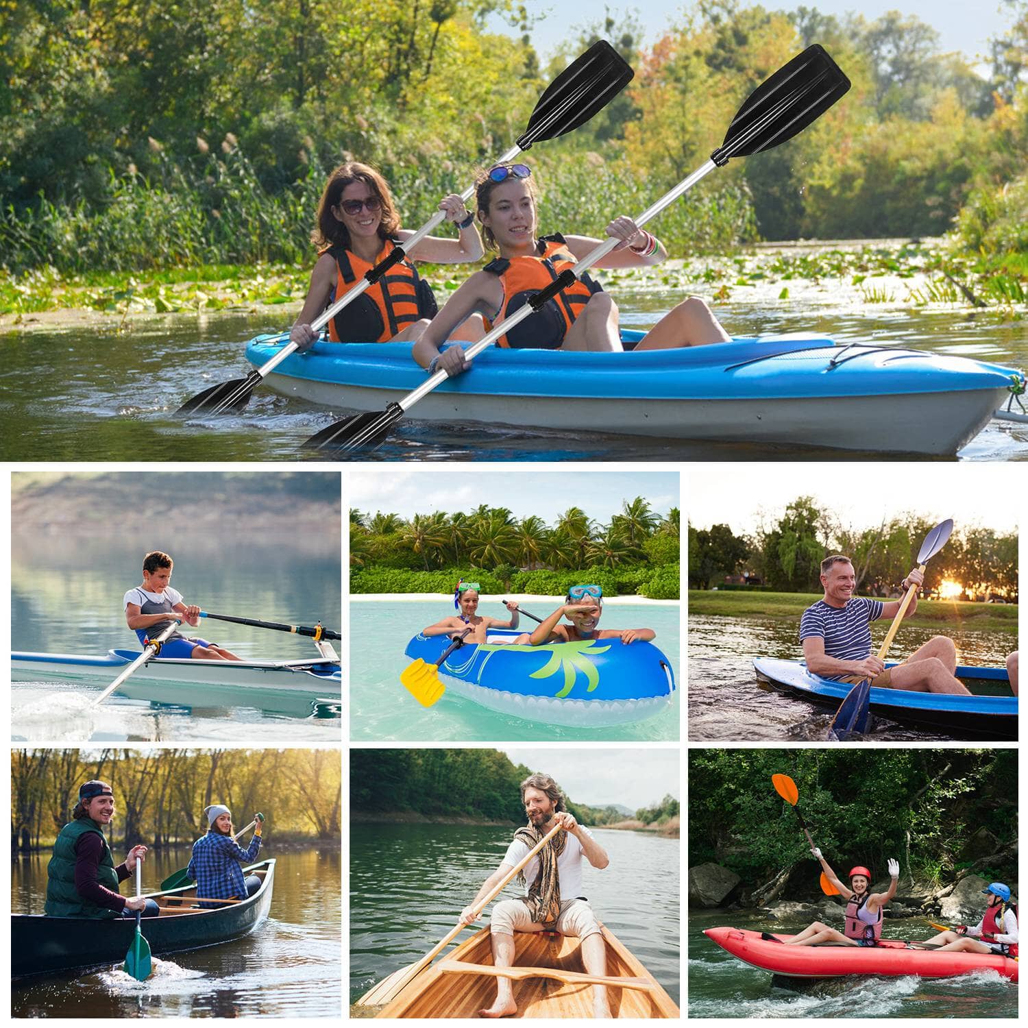 2-Pieces: Kayak Paddles Aluminum Alloy Detachable Canoe Cheap Sale New Arrival